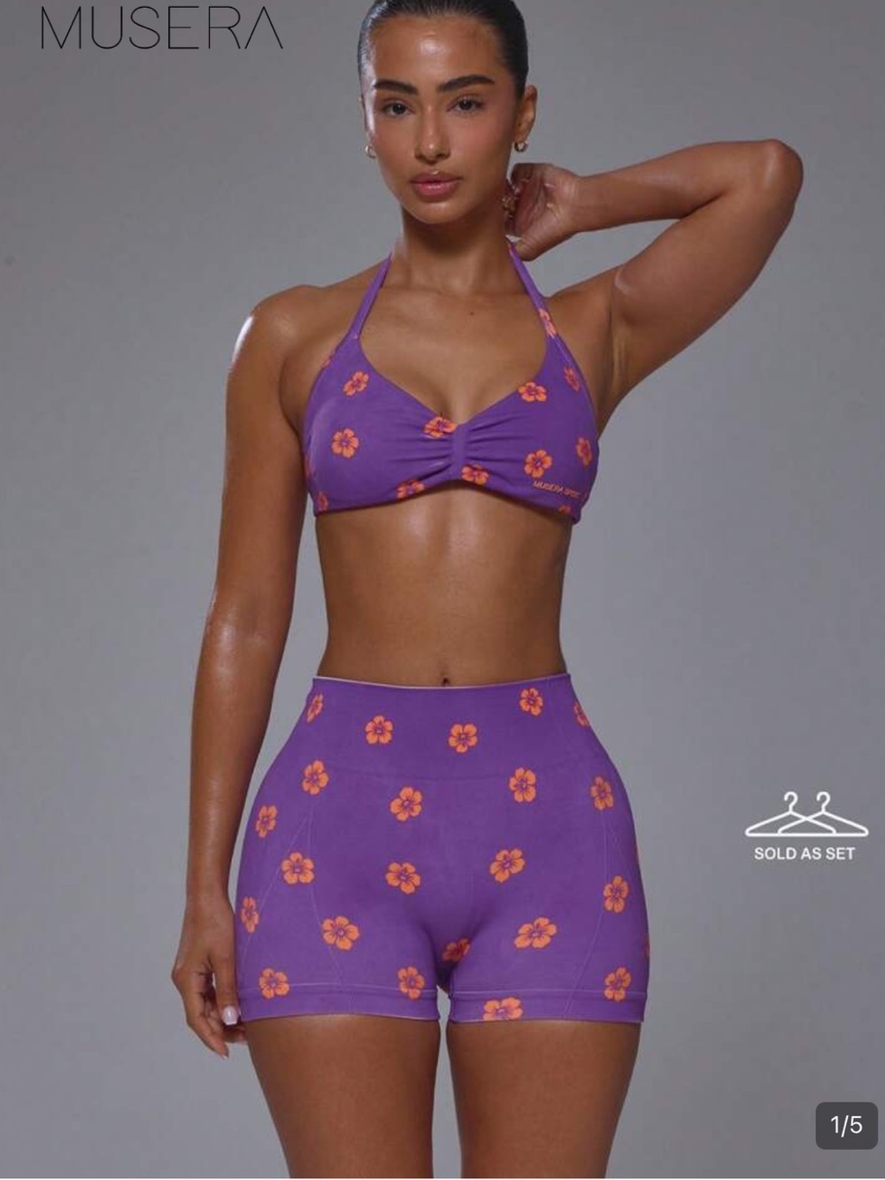 Purple Floral matching fitness set